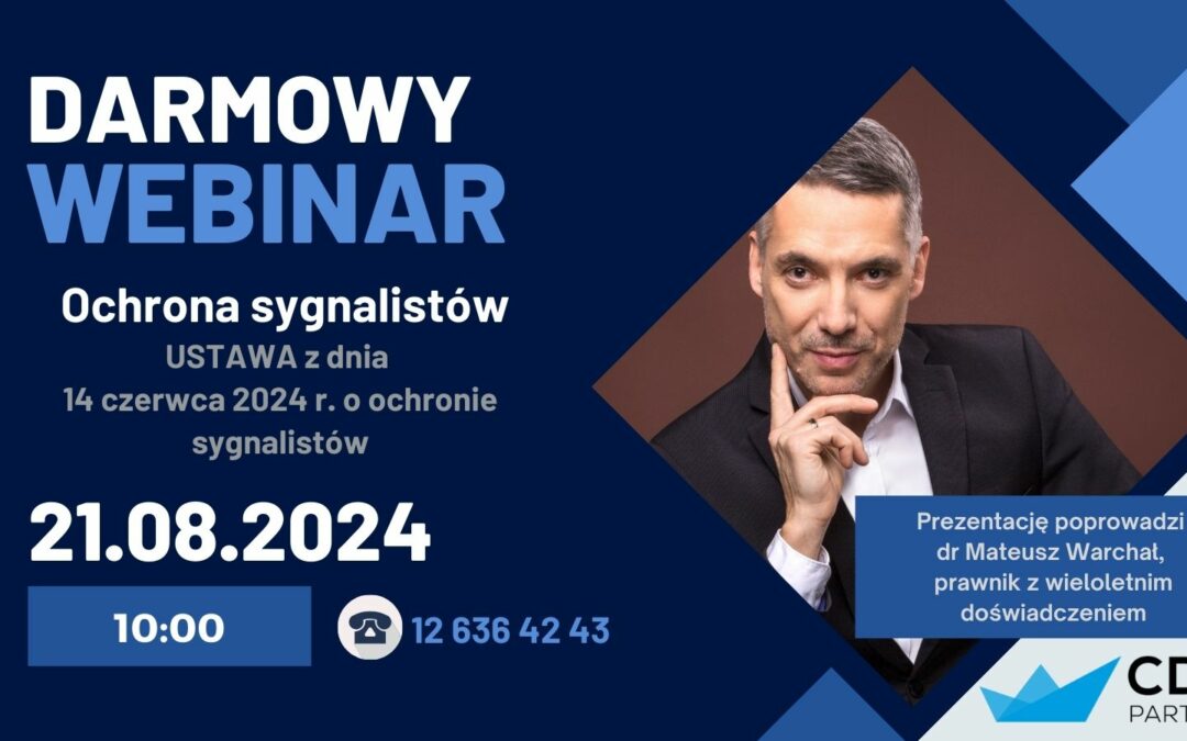 Zapraszamy na bezpłatny webinar dot. Ustawy o ochronie sygnalistów