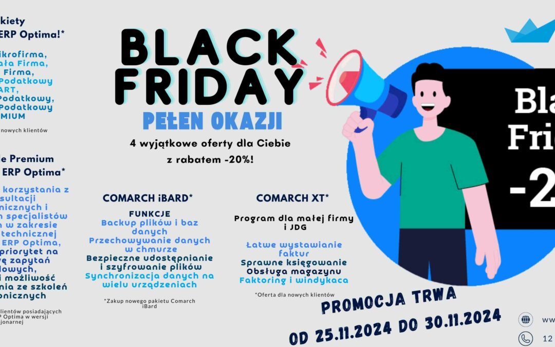 Skorzystaj z promocji Comarch z okazji Black Friday i oszczędź nawet 20%!